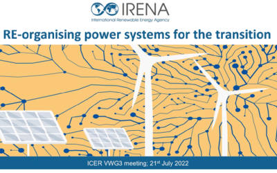 Presentation of IRENA’s report “RE-organising Power Systems for the Transition” at ICER’s July workshop