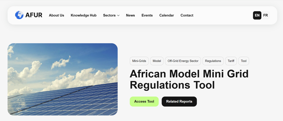 Publication of the African Model Mini-Grid Regulations Tool